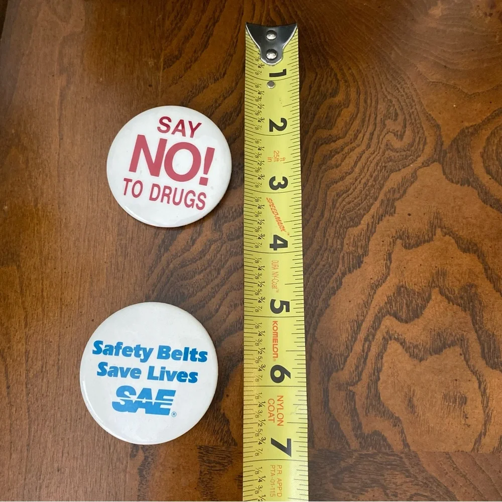 Say No To Drugs and Safety Belts Save Lives Button Pins